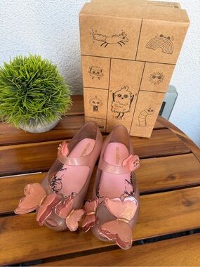 Mini Melissa Pink Butterfly Jelly Mary Jane Flats